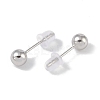 Anti-Tarnish Rhodium Plated Round 999 Fine Silver Stud Earrings for Women EJEW-S215-17P-3