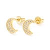Clear Cubic Zirconia Crescent Moon Stud Earrings EJEW-P196-14G-1