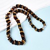 Natural Amber Square Graduated Beaded Necklaces NJEW-T019-01-1