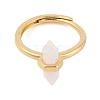 Double Pointed Hexagonal Prism Natural Moonstone Adjustable Rings for Women RJEW-G327-01G-02-2