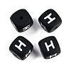 20Pcs Black Cube Letter Silicone Beads 12x12x12mm Square Dice Alphabet Beads with 2mm Hole Spacer Loose Letter Beads for Bracelet Necklace Jewelry Making JX433H-1