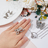 4Pcs 4 Style Rhinestone Butterfly Open Cuff Rings Set RJEW-FI0001-14-3