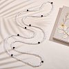 Baking Paint Pearlized Glass Pearl Round Beaded Long Necklaces NJEW-SW00066-02-3