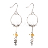 Gemstone Ring with Tassel Dangle Earrings EJEW-JE05052-4