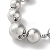 Rack Plating Brass Graduated Beaded Necklaces & Round Ball Link Chain Bracelets SJEW-H066-01P-3