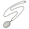 201 Stainless Steel Crystal Rhinestone Religion Virgin Mary Oval Pendant Box Chain Necklaces NJEW-D089-04P-2