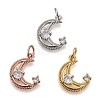 Brass Micro Pave Clear Cubic Zirconia Charms KK-F821-38-1