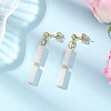 Rectangle Brass Natural White Jade Dangle Stud Earrings EJEW-JE06768-1