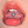 Sun 316L Surgical Stainless Steel with Synthetic Opal Tongue Rings FS-WGFD6E3-11-2
