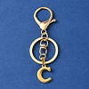 304 Stainless Steel Initial Letter Charm Keychains KEYC-YW00005-03-1