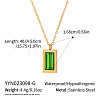 304 Stainless Steel Pave Cubic Zirconia Rectangle Pendant Necklaces for Women LS-PO5474-2-1