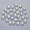 Transparent Spray Painted Glass Beads GLAA-R211-04-G05-1
