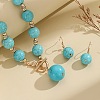 Bohemian Style CCB Plastic with Synthetic Turquoise Round Beaded Pendant Necklaces & Dangle Earrings Sets FS-WG8FAC9-01-3