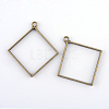 Rack Plating Alloy Rhombus Open Back Bezel Pendants LS-PALLOY-S047-22F-FF-1