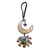 Wire Wrapped Brass Moon & Natural Citrine Pendant Decoration HJEW-C006-02A-1