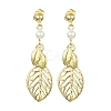 Hollow Leaf Brass Dangle Stud Earrings EJEW-TA00372-1