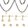 304 Stainless Steel Pendant Tiered Necklaces and Dangle Stud Earrings Sets SJEW-UN0001-01G-2