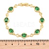 Brass Pave Cubic Zirconia Heart Flower Link Chain Bracelets for Women KK-CBA68DA-13G-04-5