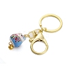 Fortune Cat Porcelain Pendant Keychain KEYC-G064-02C-2