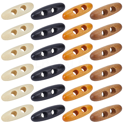 60Pcs 4 Colors 2-Hole Wood Buttons BUTT-GF0004-25B-1