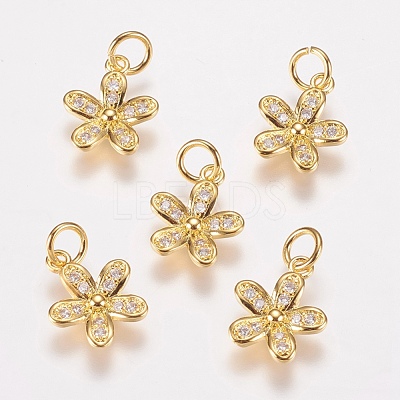 Brass Micro Pave Cubic Zirconia Charms ZIRC-E146-12G-1