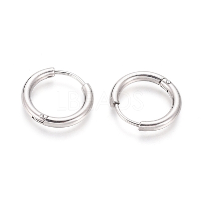 Tarnish Resistant 304 Stainless Steel Huggie Hoop Earrings LS-EJEW-F111B-17mm-P-1