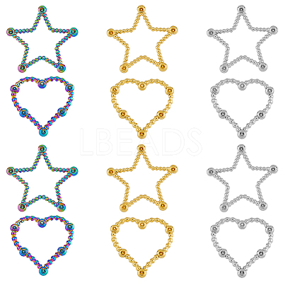 12Pcs 6 Styles Ion Plating(IP) 304 Stainless Steel Linking Ring Rhinestone Settings STAS-FH0002-03-1