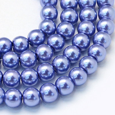 Baking Paint Pearlized Glass Pearl Round Bead Strands X-HY-Q003-6mm-09-1
