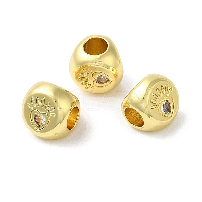 Rack Plating Brass Micro Pave Cubic Zirconia European Beads KK-F854-02G-02-1