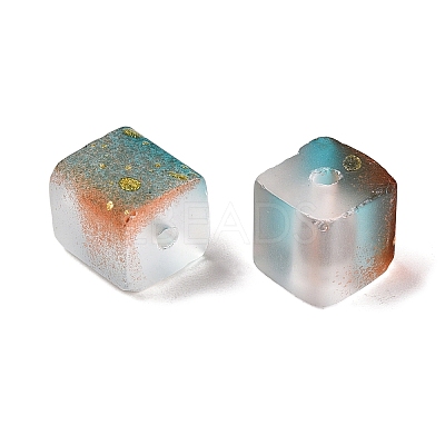 Frosted Glass Beads with Golden Glitter Powder LS-DGLA-NH001-8mm-01F-1
