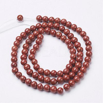 Natural Red Jasper Round Beads Strands GSR4mmC011-1