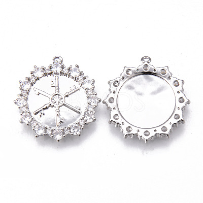 Brass Micro Pave Clear Cubic Zirconia Pendants KK-N232-144-NF-1