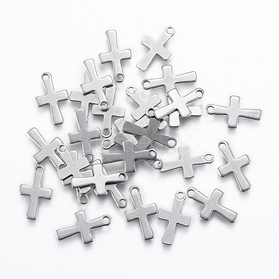 Tarnish Resistant 201 Stainless Steel Tiny Cross Charms STAS-L197-32P-1