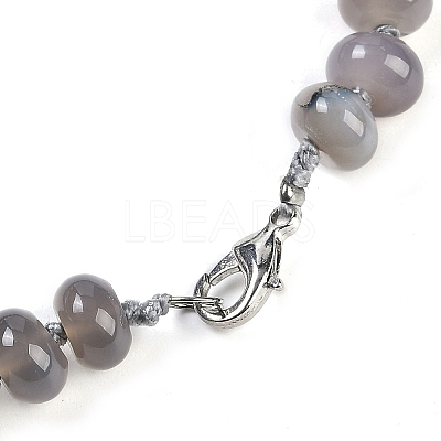 Natural Grey Agate Rondelle Graduated Beaded Necklaces for Women Men NJEW-K388-02C-1