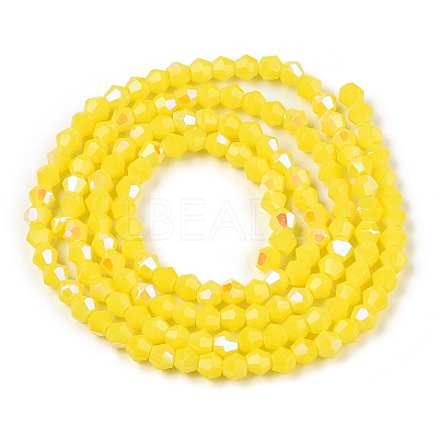 Opaque Solid Color Electroplate Glass Beads Strands EGLA-A039-P2mm-L05-1