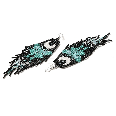 Bohemia Woven Glass Seed Bead Dangle Earrings EJEW-A046-02C-1
