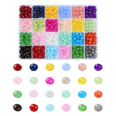 600Pcs 24 Colors Baking Paint Imitation Jade Glass Bead Strands DGLA-YW0001-29-1