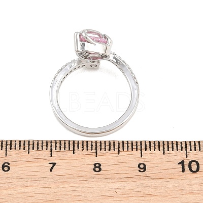 Flower Brass Micro Pave Cubic Zirconia Cuff Open Rings for Women CU-CBA0A21-06A-P-1