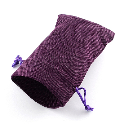 Polyester Imitation Burlap Packing Pouches Drawstring Bags X-ABAG-R005-18x13-10-1