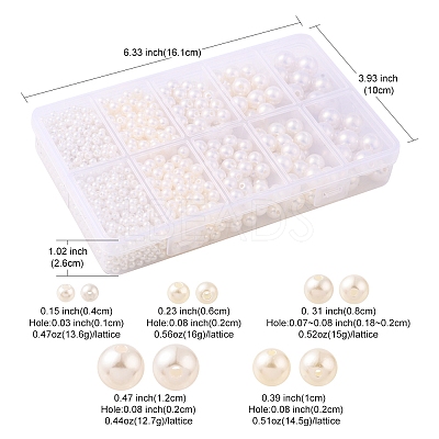 5 Sizes Imitated Pearl Acrylic Beads OACR-YW0001-28-1