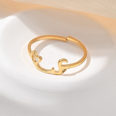 304 Stainless Steel Cuff Rings for Women RJEW-D285-01G-S-1