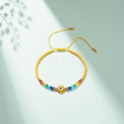 Lampwork Evil Eye & Glass Beaded Bracelet BJEW-JB08367-02-1