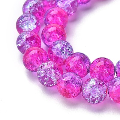 Spray Painted Crackle Glass Beads Strands CCG-Q002-10mm-09-1