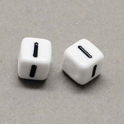 Large Hole Acrylic Letter European Beads SACR-Q103-6mm-01I-1