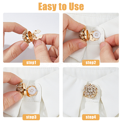 6Pcs Brass & Acrylic Rhinestone Cufflinks BUTT-DC0001-17B-1