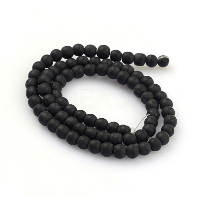 Frosted Glass Round Bead Strands GLAA-J064-4mm-02-1