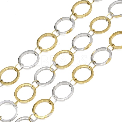304 Stainless Steel Two Tone Ring Link Chains CHS-G044-05GP-1