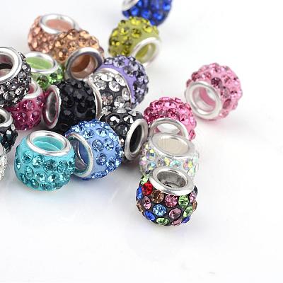 Polymer Clay Rhinestone European Beads CPDL-T001-M-1
