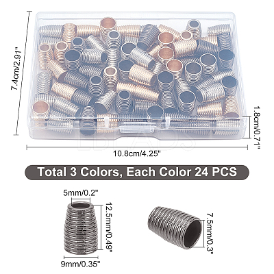72Pcs 3 Colors Iron Bead Cone IFIN-CA0001-41-1