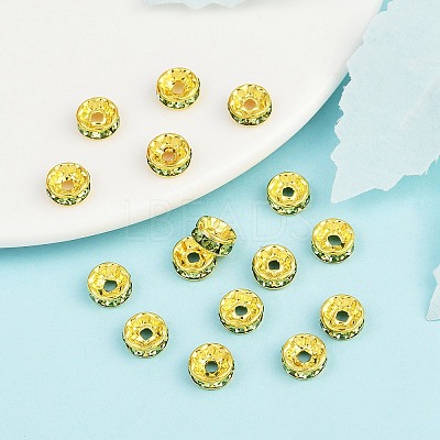 Brass Rhinestone Spacer Beads RB-A014-Z8mm-07G-1
